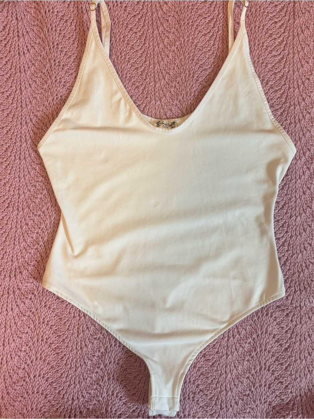 Intimately by Free People White V‑Neck Thong Bodysuit Small